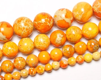 Jaspe Impérial Orange 90 perles naturelle en 4mm 6mm(63) 8mm (48) 10mm(38) jaspe sédiment de mer Qualité AA