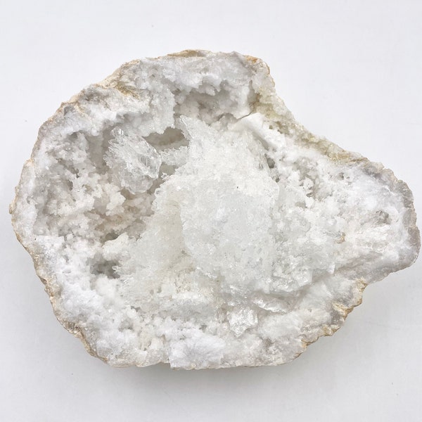 Géode Quartz Blanc AAA 1,3 KG , Demi-Géodes de Cristal de Roche amas de cristal en pierre naturelle semi précieuse