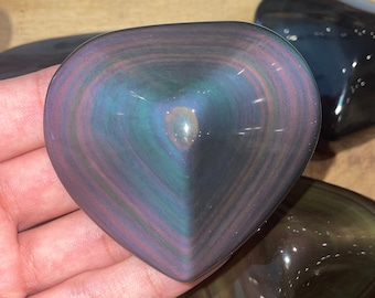 AAA Celestial Eye Obsidian Heart 40-250 Grams, Celestial Eye Obsidian Stone, Celestial Eye Obsidian Decoration