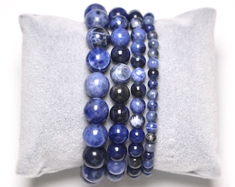 Bracelet Sodalite in natural pearls 4/6/8/10 mm 18-19 cm smooth semi-precious stone and round jewelry natural stone