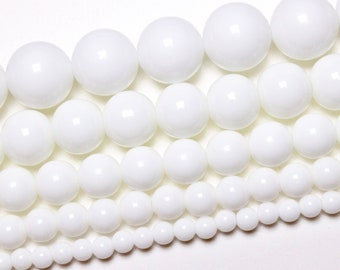 White Agate Pearl 90 natural beads in 4mm 6mm(63) 8mm(48) 10mm(38) 12mm(32) Grade A natural stone round smooth semi-precious