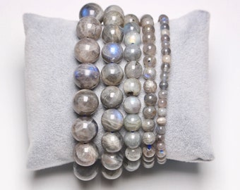 Labradorite-Armband reflektierend blau aus Naturperlen 4/6/8/10/12 mm 18-19 cm glatte und runde halbes Edelstein