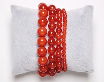 Karneol-Armband aus Naturperlen 4/6/8/10 mm 18-19 cm glatter und runder Halbedelstein-Natursteinschmuck