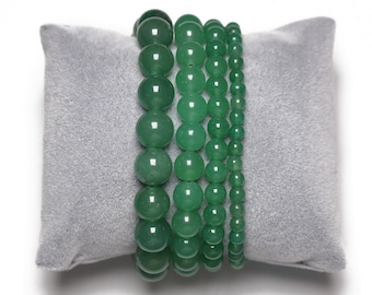 Green Aventurine bracelet in natural pearls 4/6/8/10 mm 18-19 cm smooth semi-precious stone and round jewelry natural stone