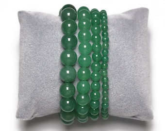 Grünes Aventurin-Armband aus Naturperlen 4/6/8/10 mm 18-19 cm glatt und rund Halbedelstein Natursteinschmuck
