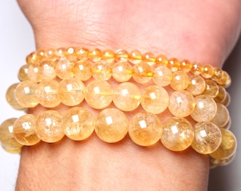 Citrine A bracelet in natural beads 4/6/8/10 mm grade AA 18-19 cm smooth and round semi-precious stone natural stone jewelry