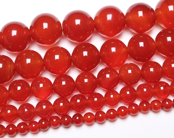 Perle Cornaline 90 perles naturelle en 4mm 6mm(63) 8mm(48) 10mm(38) 12mm(32) pierre semi-précieuse ronde lisse pour bijoux