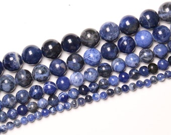 Pearl Sodalite 90 natural beads in 4mm 6mm(63) 8mm(48) 10mm(38) 12mm(32) natural smooth smooth semi-precious stone