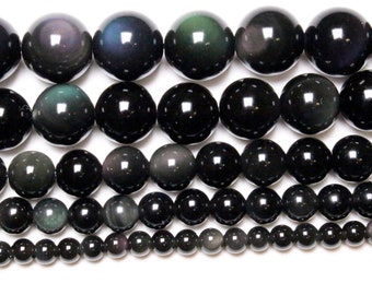 Celestial Eye Obsidian Bead 90 natural beads in 4mm 6mm(63) 8mm(48) 10mm(38) 12mm(32) smooth round semi-precious natural stone