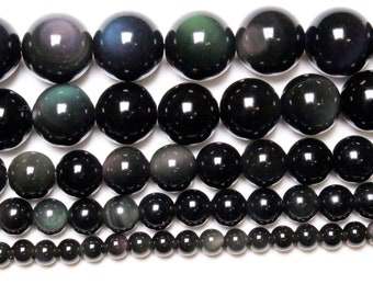 Celestial eye Obsidian bead 90 natural beads in 4mm 6mm(63) 8mm(48) 10mm(38) 12mm(32) semi-precious smooth round natural stone