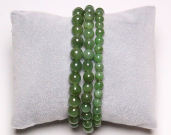 VERITABLE Jade green AAA bracelet in natural pearls 5/6/8 mm 19 cm Adjustable semi-precious stone round and smooth natural stone