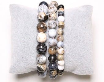 Bracelet Opale Noire en perles naturelle 6/8/10 mm 19 cm, bracelet opale