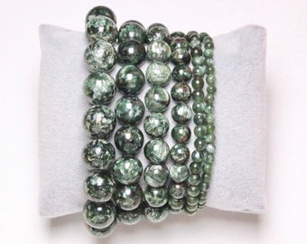 Bracelet Seraphinite AAA en perles Naturelles 4/5/6/8/10/12 mm 19 cm Ajustable pierre semi-précieuse ronde et lisse pierre naturelle