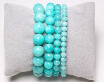 Amazonite Peru AAA bracelet in natural pearls 4/6/8/10/12 mm 19 cm (Adjustable) smooth and round semi-precious stone