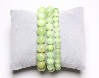 Bracelet Calcite Verte en perles naturelle 4/6/8/10/12 mm 19 cm (Ajustable) pierre semi-précieuse lisse et ronde