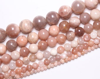 Perle Pierre de Lune Rose 90 perles naturelles en 4mm 6mm(63) 8mm(48) 10mm (38) 12mm (32) 14mm en pierre naturelle semi-précieuse