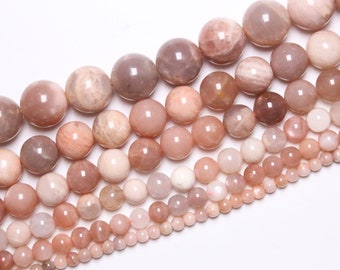 Pink Moonstone Pearl 90 natural beads in 4mm 6mm(63) 8mm(48) 10mm (38) 12mm (32) 14mm in semi-precious natural stone