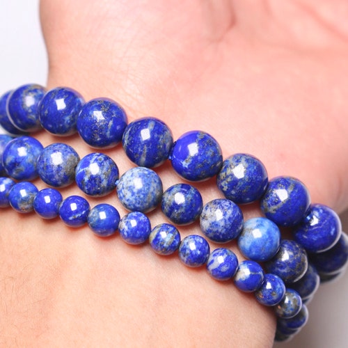Semi Precious Stone Beads Lapis Lazuli Jewellery Bracelet Necklace DIY Craft 