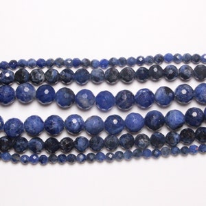 x 1 Sodalite thread 100 natural faceted beads in 4mm 6mm65 8mm48 semi-precious round faceted natural stone image 2