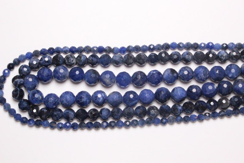 x 1 Sodalite thread 100 natural faceted beads in 4mm 6mm65 8mm48 semi-precious round faceted natural stone image 2