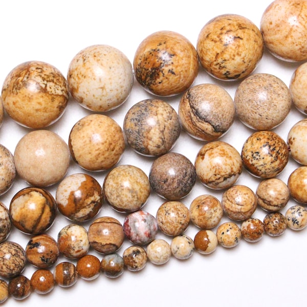 Perle Jaspe paysage 90 perles naturelle en 4mm 6mm(63) 8mm(48) 10mm(38) 12mm(32) pierre ronde lisse semi-précieuse pour bijoux