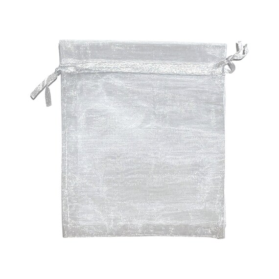 50 Sacchetti Organza Bianchi 10x15cm - Con Cordino Satinato Per Bomboniere E Regali