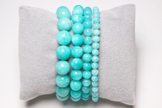 Amazonite Peru a Bracelet In Natural Pearls 4 6 8 10 12 Mm Etsy New Zealand
