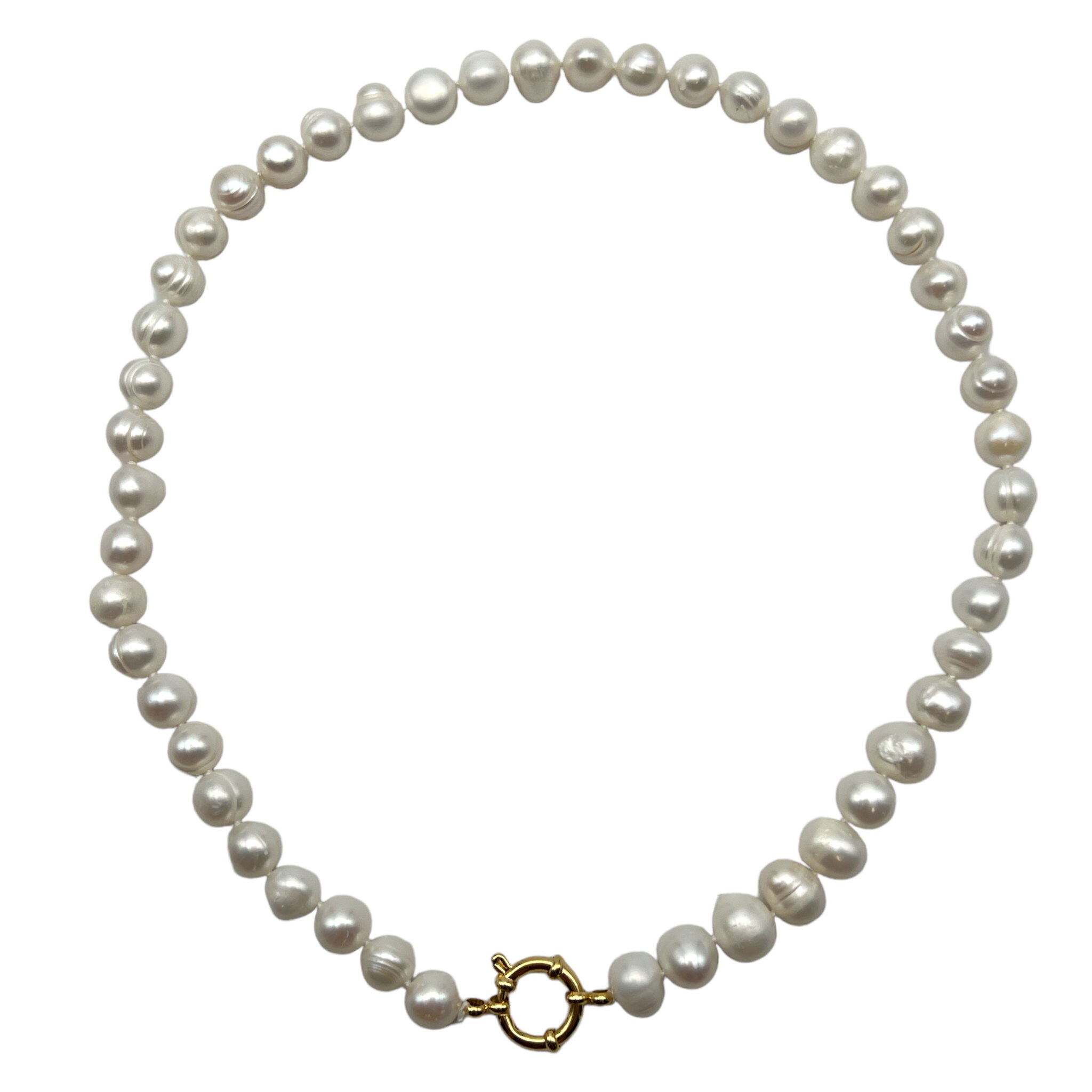 Freshwater pearl necklace A 9-10mm with gold or silver steel buoy attachment number 17