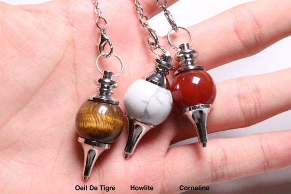 Carnelian Ball Pendulum White Howlite Tiger's Eye in natural stone Ball  Shape 18 mm