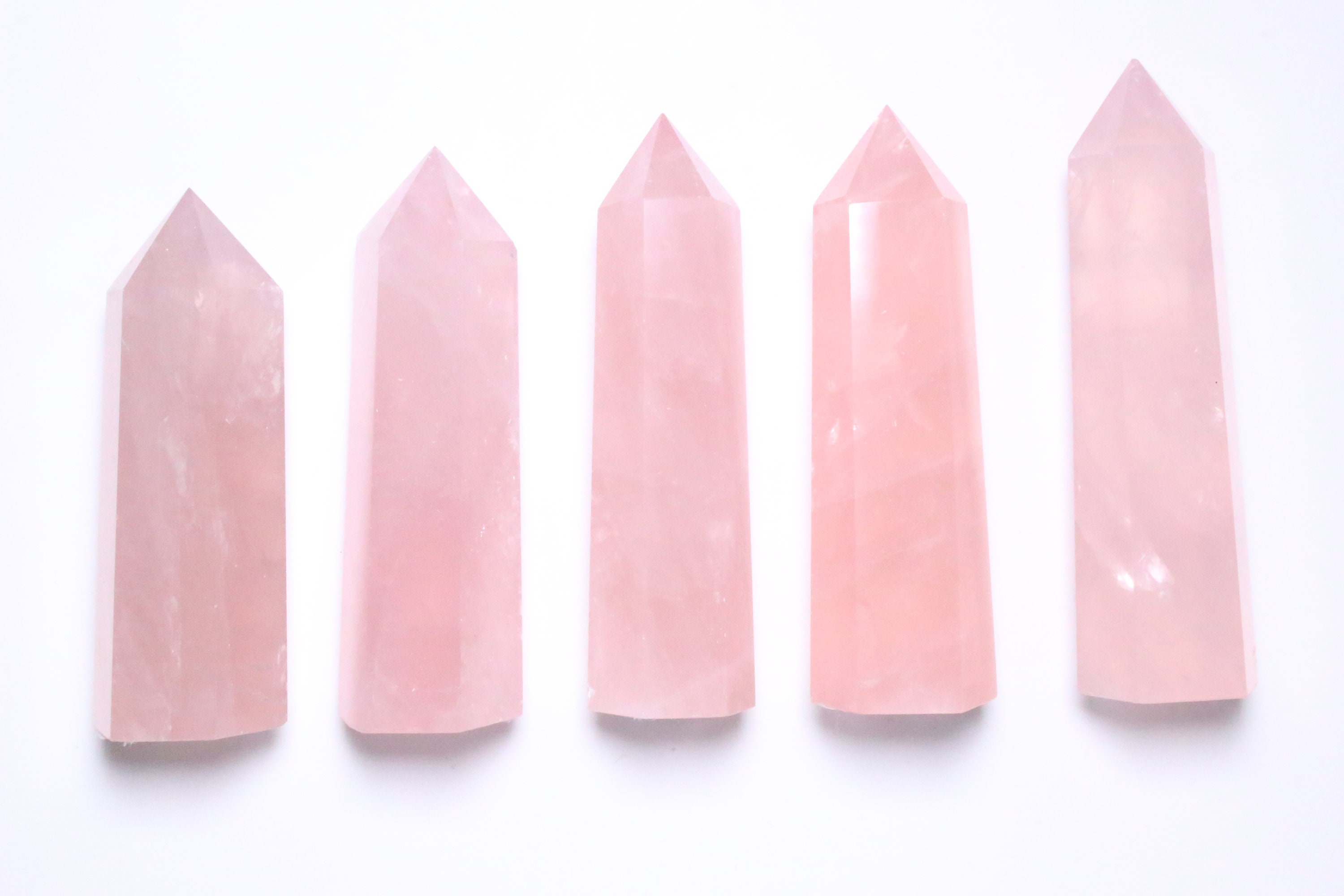 Pointe de Quartz Rose en Pierre Naturelle, Cristal Rose, Baguette/Tour Semi Précieuse Guérison Reiki