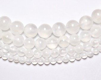 Een Pearl Selenite 90 natuurlijke parels in 4mm 6mm(63) 8mm(48) 10mm(38) halfedelsteen gladde ronde natuursteen voor sieraden