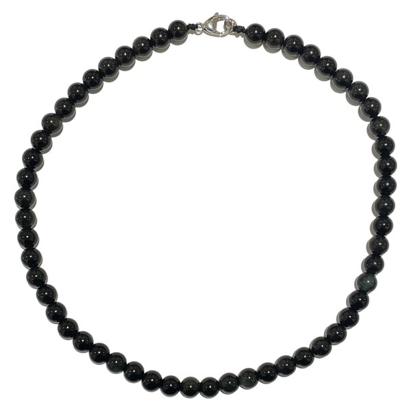 Collier en Obsidienne Oeil céleste perle naturelle 6mm 8mm 10mm ronde lisse semi-précieuse