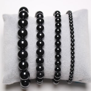 Bracelet Spinelle noire en perles naturelle 4/6/8/10 mm 18-19 cm pierre semi-précieuse lisse et ronde bijoux pierre naturelle image 3