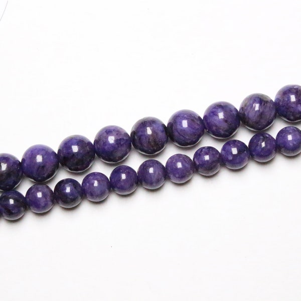 Charoite parel 63 natuurlijke kralen in 6mm(63) 8mm(48) 10mm(38) 12mm(32) halfedelsteen glad rond natuursteen