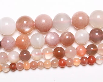 Multicolored Moonstone Beads 90 Natural Beads in 4mm 6mm(63), 8mm(48) 10mm(38) 12mm(32) Moonstone Beads Natural Stone