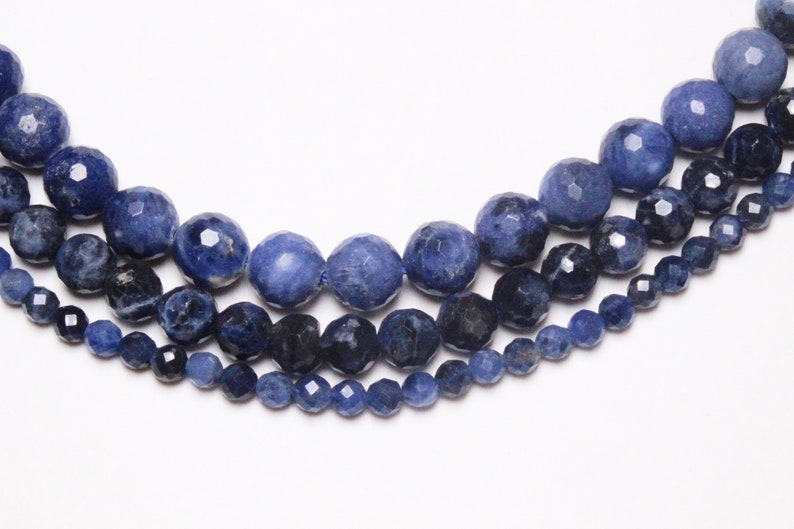 x 1 Sodalite thread 100 natural faceted beads in 4mm 6mm65 8mm48 semi-precious round faceted natural stone image 1