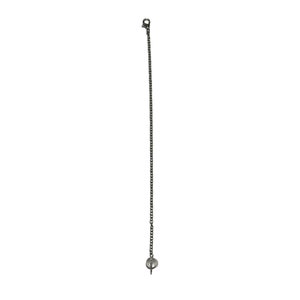 May include: A silver chain necklace with a round pendant.