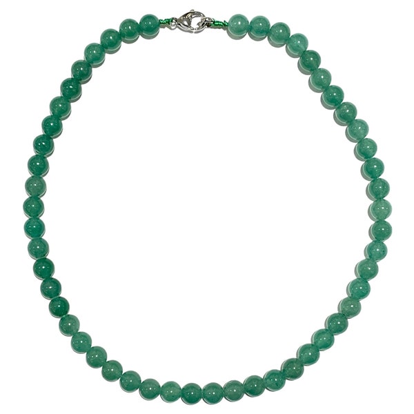 Green Aventurine necklace in natural stone 4mm 6mm 8mm 10mm smooth round semi-precious