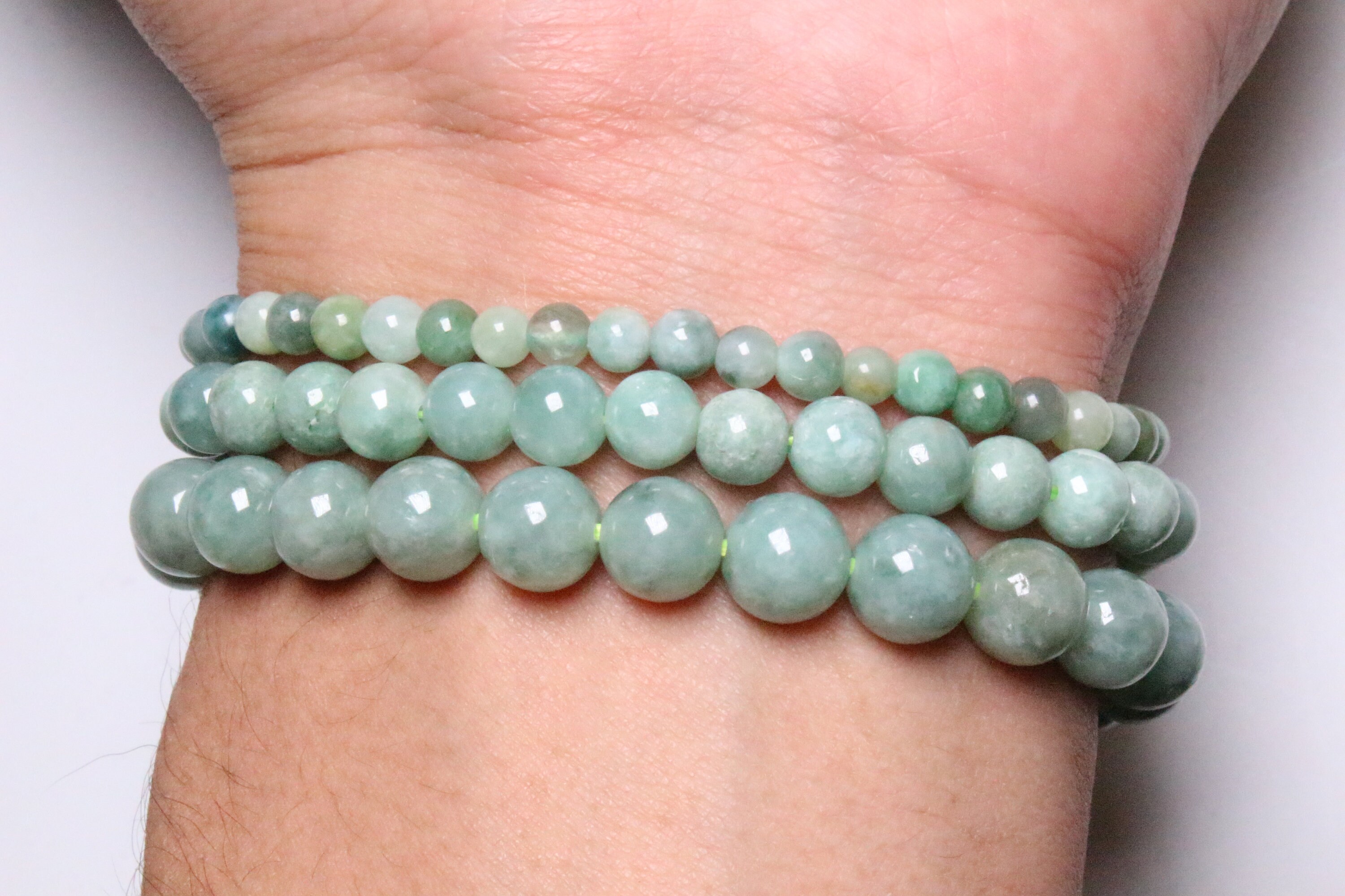 Jade Armband Natürlicher Lavendel-Jade Armreif – 12 Mm Runde Perlen, 7,5 Zoll, Verstellbar Lavendel Jade Armreif