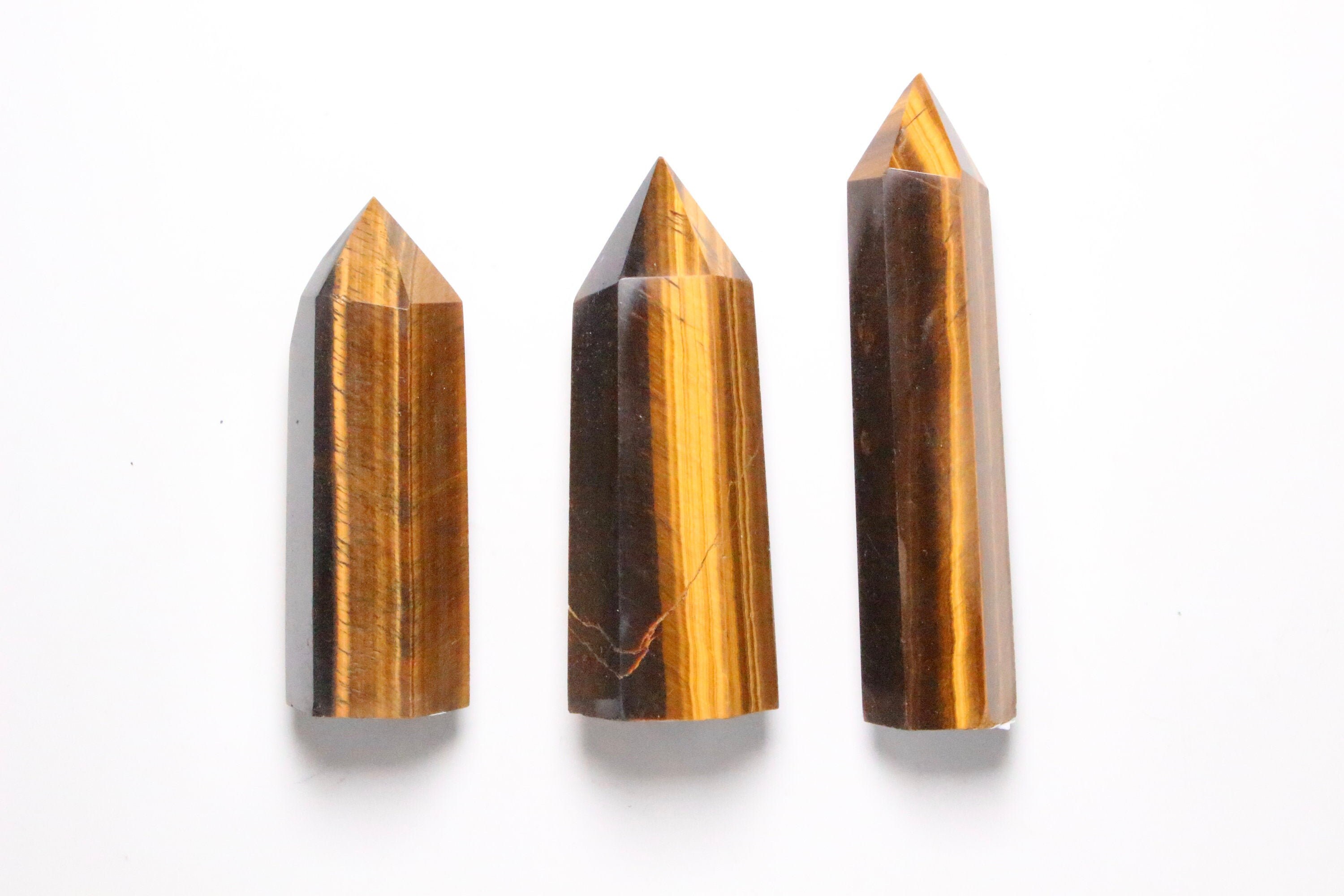 Pointe Oeil de Tigre en Pierre Naturelle, Oeil de Tigre, Baguette/Tour Semi Précieuse Guérison Reiki