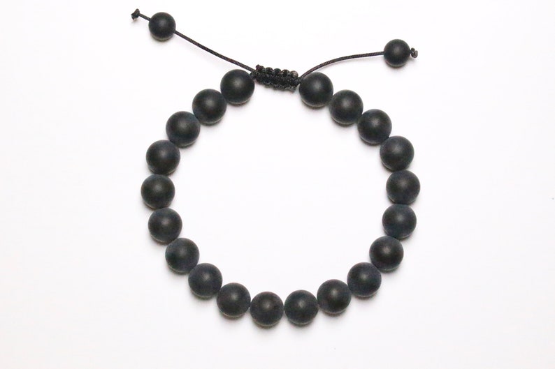 Bracelet Shamballa en onyx mat 6/8/10 mm, bracelet réglable shambala bracelet homme image 3