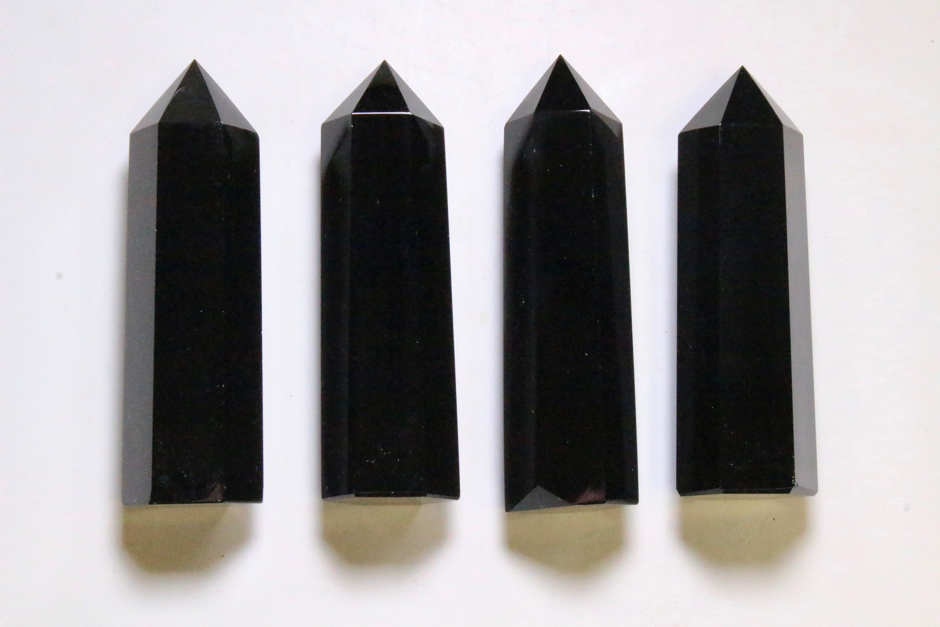 Pointe Obsidienne Noire en Pierre Naturelle, Obsidienne, Baguette/Tour Semi Précieuse de Guérison Re