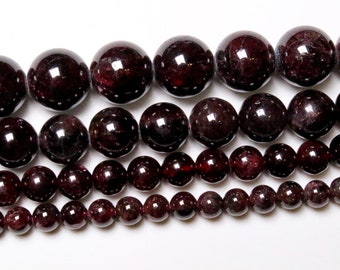 Koralik granatowy 90 naturalnych koralików w rozmiarze 4mm 6mm(63) 8mm(46) 10mm(38) 12mm(32) półszlachetny gładki okrągły granat do biżuterii