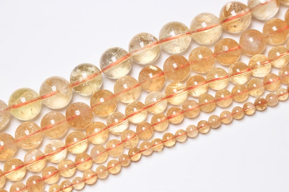 Citrine Pearl 90 natural beads in 4mm 6mm(63) 8mm(48) 10mm(38) 12mm(32)  smooth round natural stone semi-precious for jewelry