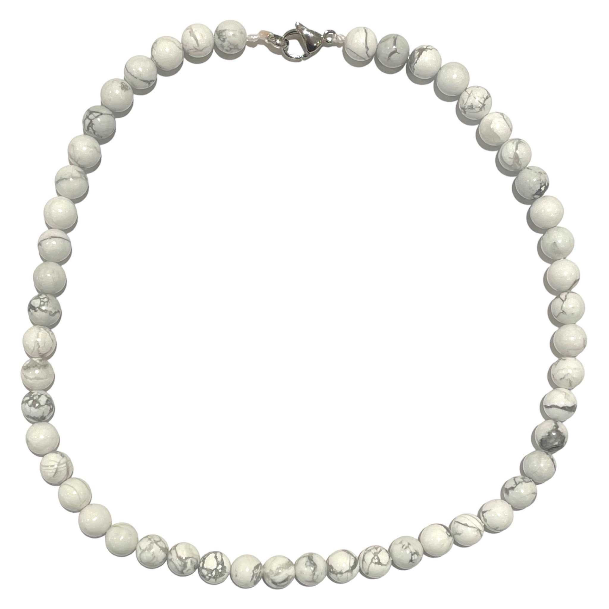 Collier En Argent Sterling Avec Perle D'eau Douce Bleue Et Howlite - Longueur 20 Pouces - Neuf