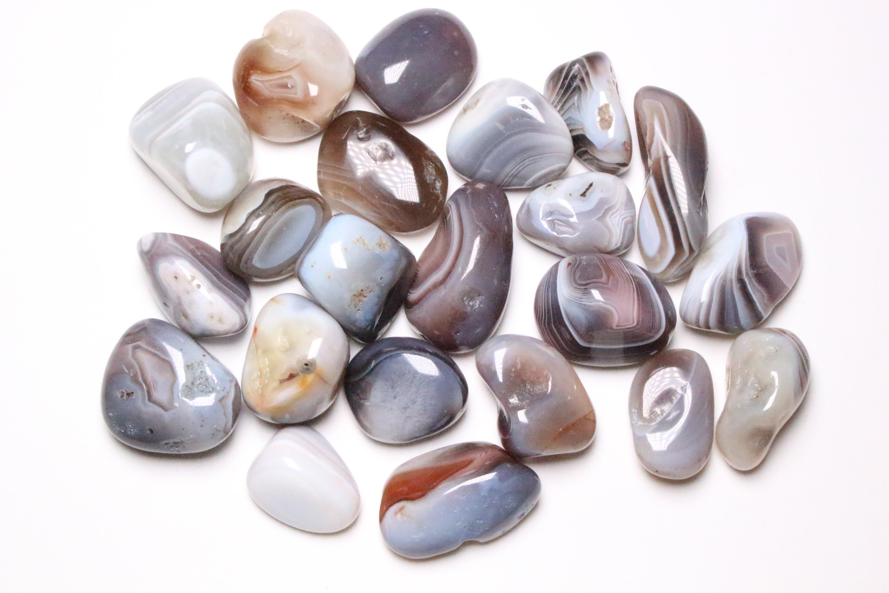 Pierre Roulée en Agate Botswana Pierre Naturelle Semi-Précieuse