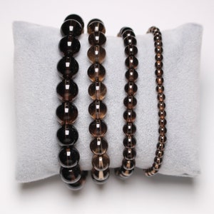 Smoked quartz bracelet in natural pearls 4/6/8/10/12 mm 18-19 cm natural stone/semi precious
