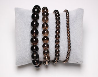 Smoked quartz bracelet in natural pearls 4/6/8/10/12 mm 18-19 cm natural stone/semi precious