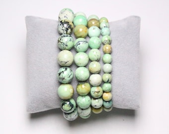 RARE Bracelet Variscite AAA in natural pearls 6/8/10/12 mm 19 cm (Adjustable) smooth semi-precious stone and round jewelry natural stone