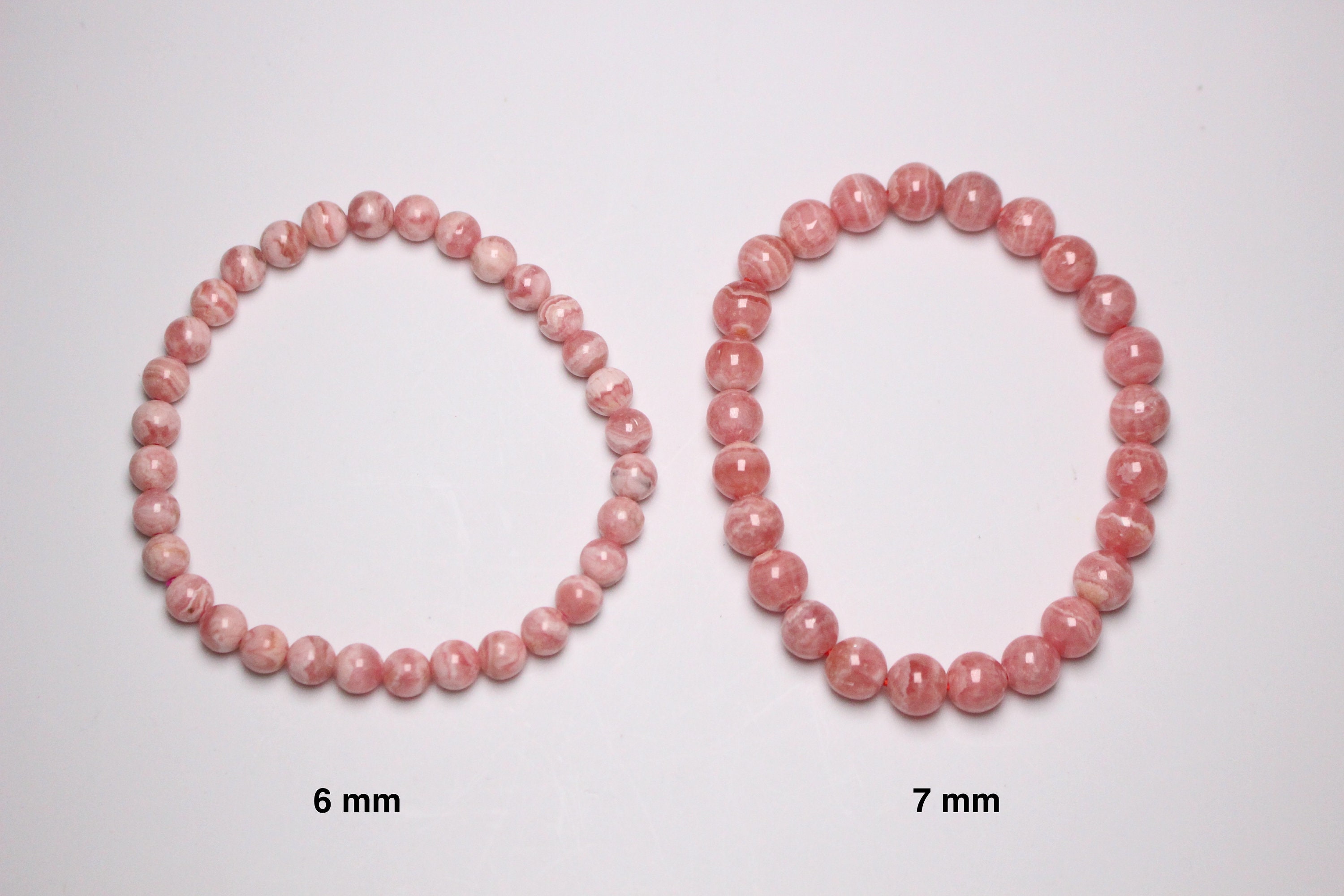 Bracelet Extensible Rhodochrosite AAA 8 Mm - Pierres Naturelles Roses Unisexe 7-7.5"